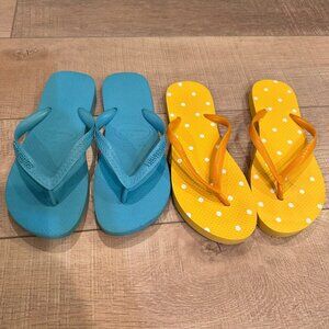 HAVAIANAS WOMENS BLUE FLIP FLOPS AND GAP YELLOW SHOES SIZE 7